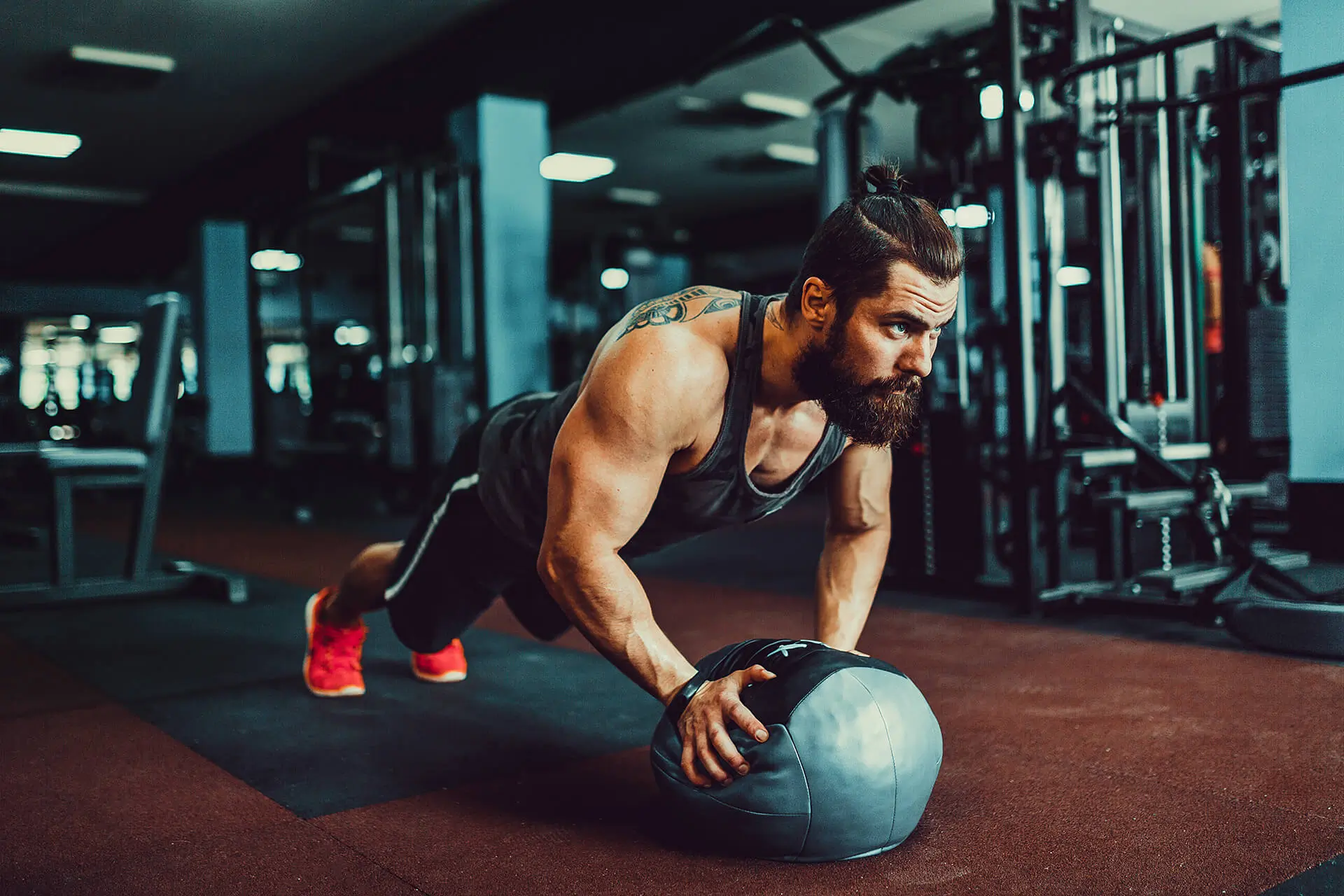 Guy working out in gym