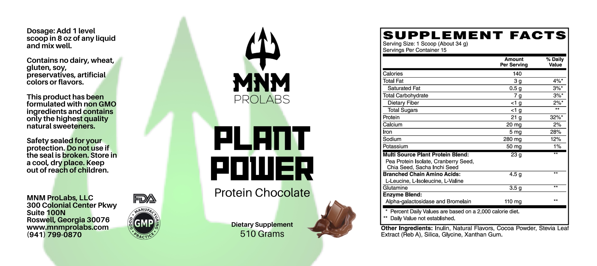 F777 MNM Vegan Protein Chocolate 510g Plant Power Ervin