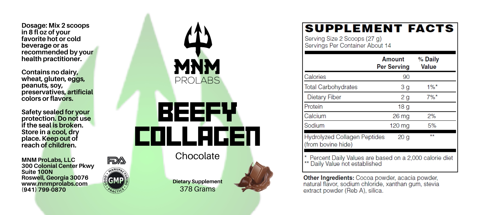 F954 MNM Beef Collagen Chocolate 378g Beefy Collagen Chocolate Ervin