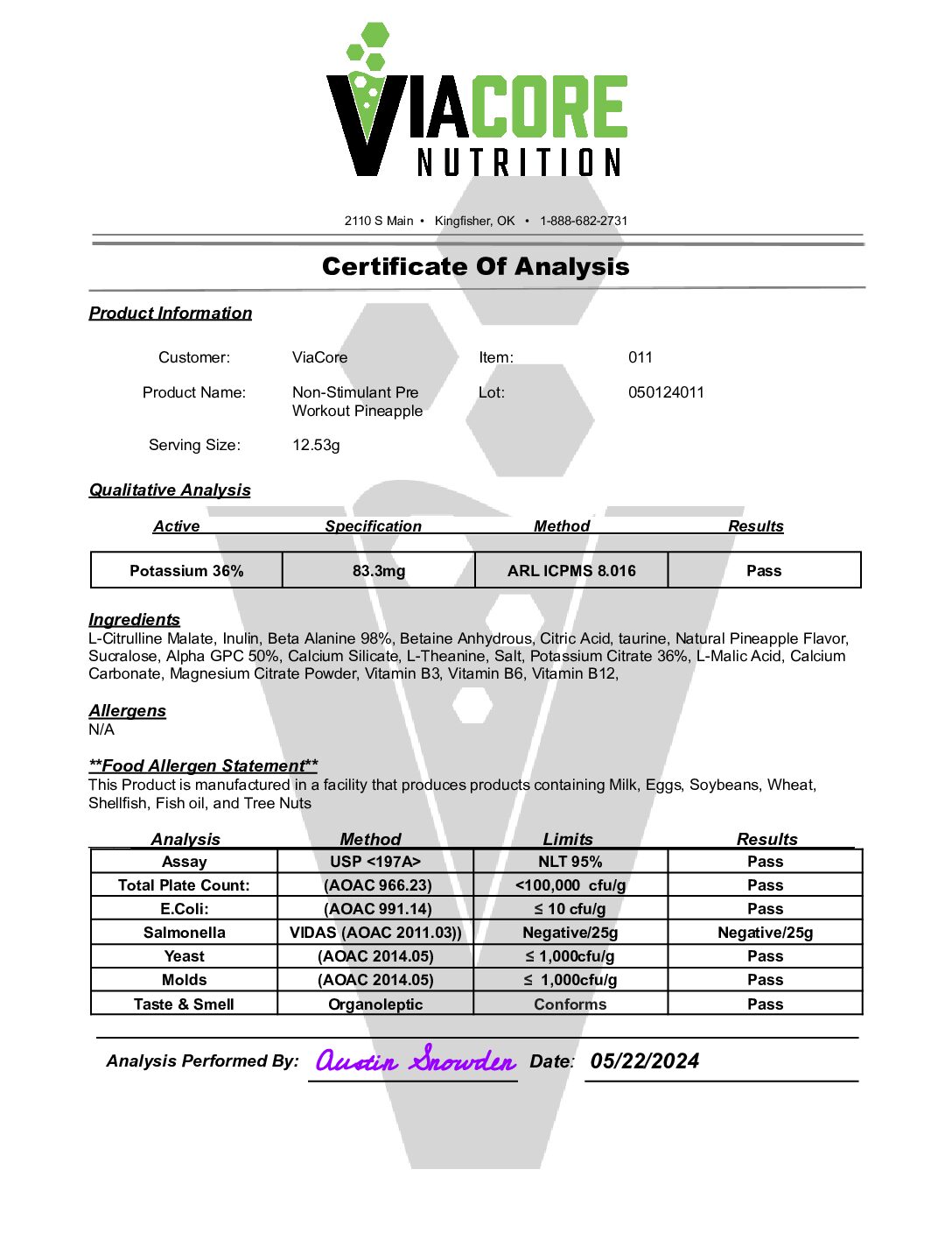 ROC011 – Date Reported May 22 2024