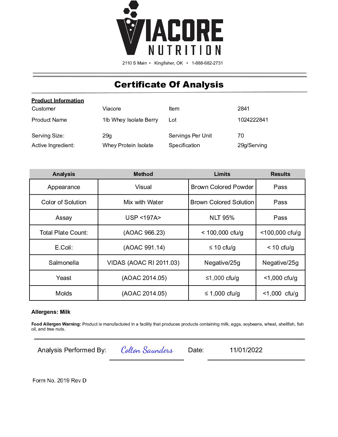 ROC2841 – Date Reported Nov 1 2022