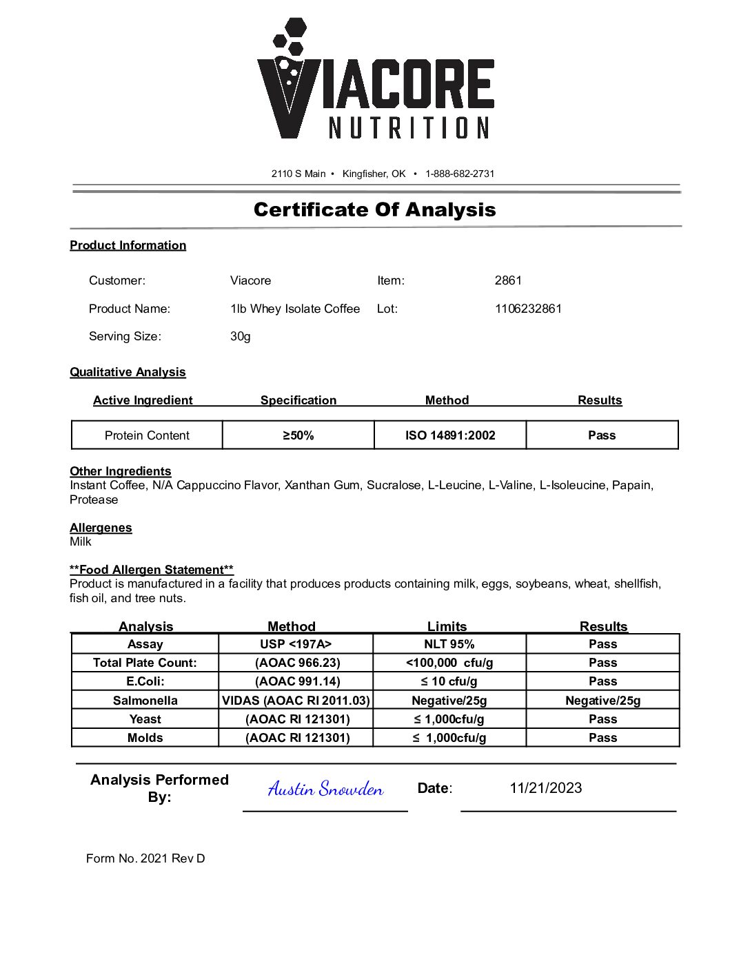 ROC2861 – Date Reported Nov 21 2023