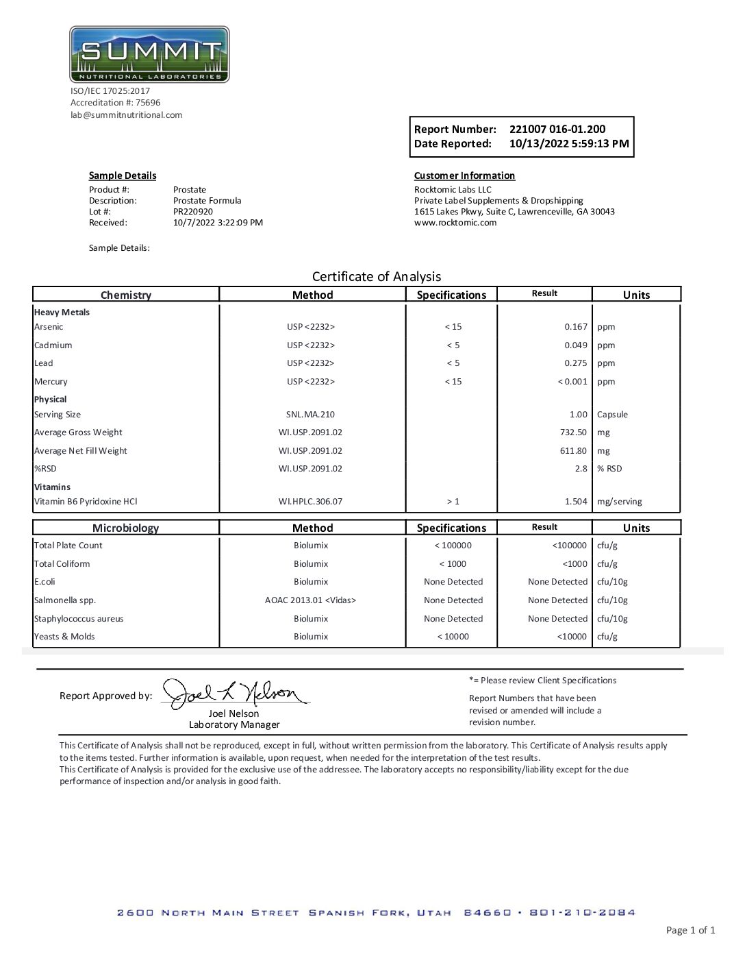 ROC504 – Date Reported October 13 2022
