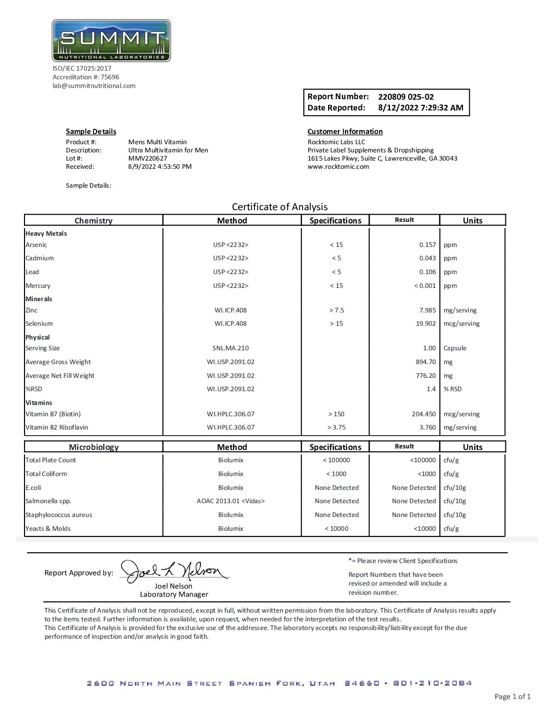 ROC507 – Date Reported August 12 2022 ROC507 – Date Reported August 12 2022