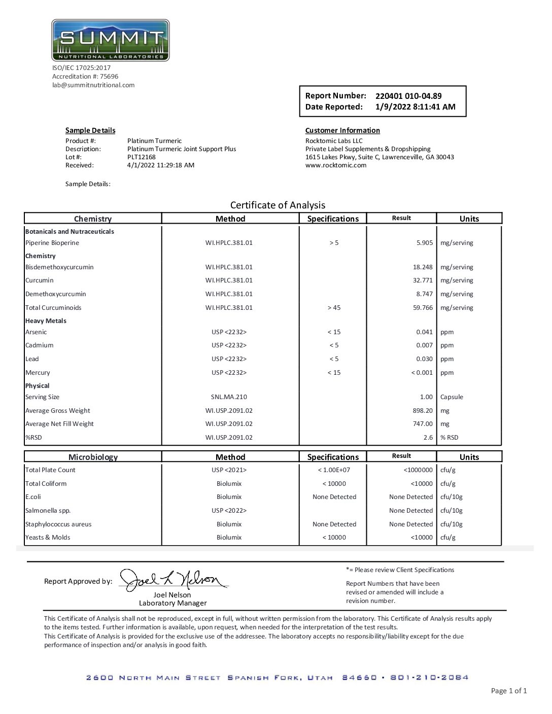 ROC830 – Date Reported January 9 2022