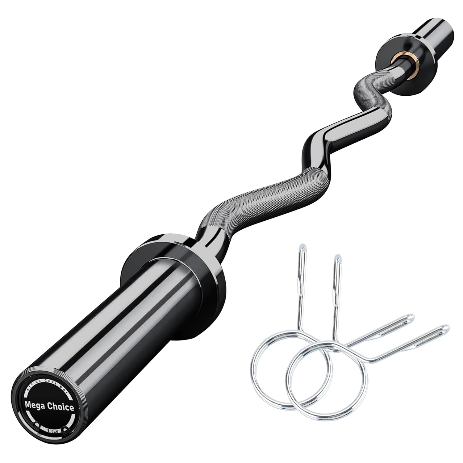 Barbell Bar for Weightlifting Powerlifting – 4FT Short (500LB) 47″ EZ Curl Bar – Fits 2″ Plates – Home Gym Strength Training – black 7