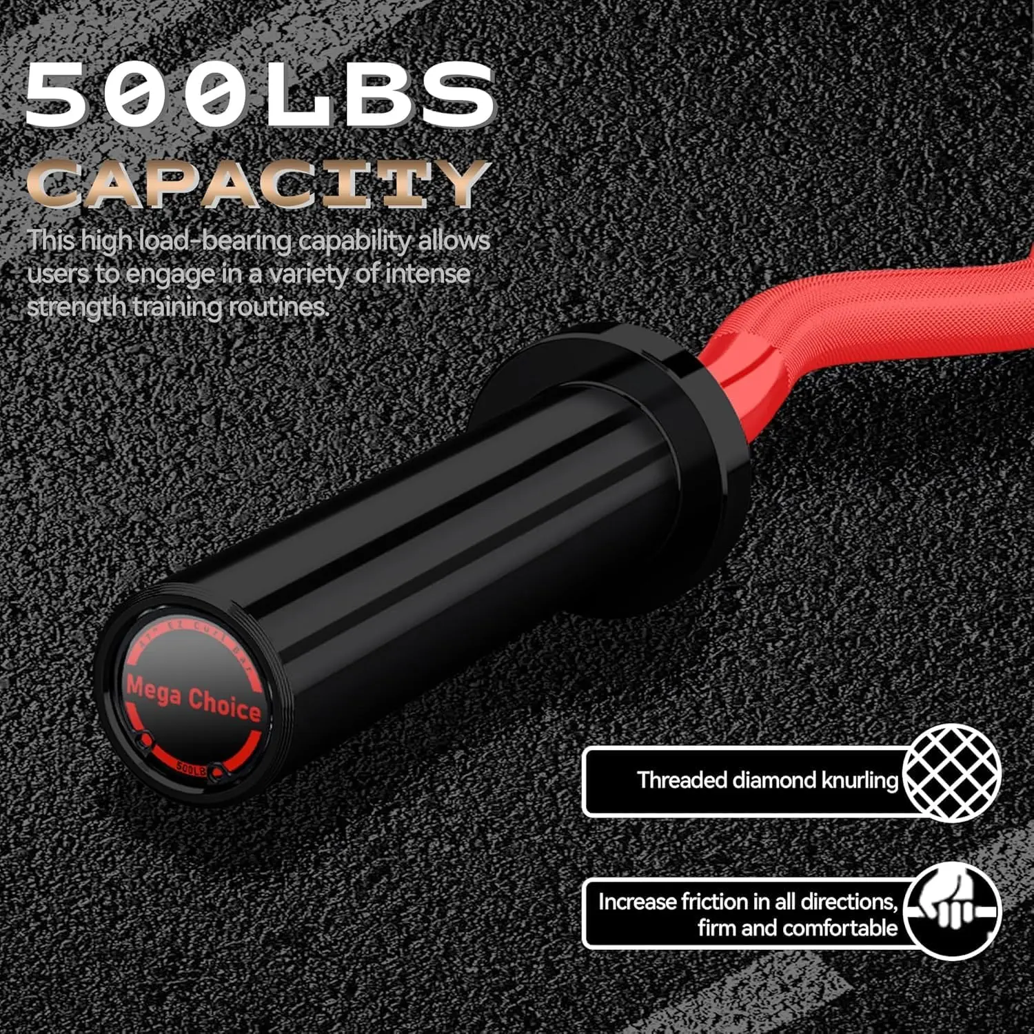 Barbell Bar for Weightlifting Powerlifting – 4FT Short (500LB) 47″ EZ Curl Bar – Fits 2″ Plates – Home Gym Strength Training 3