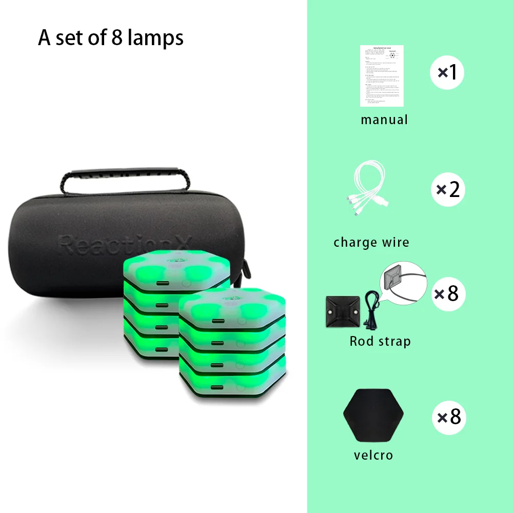 Reactionx Training Light Lamp, Speed agility, Response Equipment, Basketball, Soccer, Tennis, Fitlight, Blazepod, Badminton – Set of 8 lamps 3.0 12