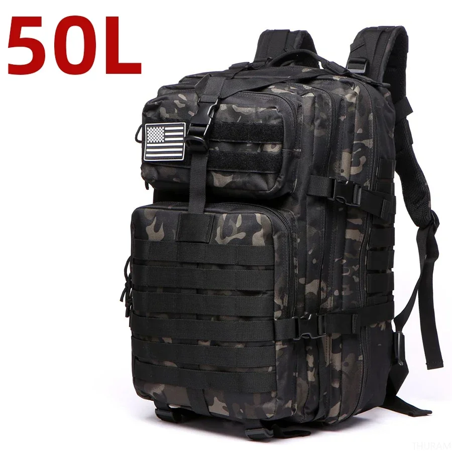25L/50L 1000D Nylon Waterproof Trekking Fishing Hunting Bag Backpack Outdoor Rucksacks Tactical Sports Camping Hiking – 50L (Camo black) 16