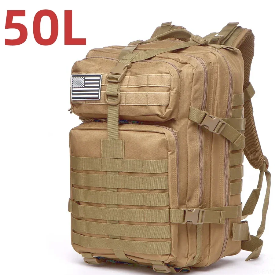 25L/50L 1000D Nylon Waterproof Trekking Fishing Hunting Bag Backpack Outdoor Rucksacks Tactical Sports Camping Hiking – 50L (Khaki) 14